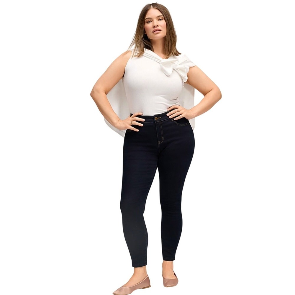 Lane‎ Bryant Womens Dark Wash Skinny Jeans High Rise Denim Plus Size 20 m118641